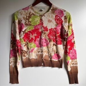 Lucky Brand Vintage 1990s Floral Cardigan Cropped Size S Cottagecore